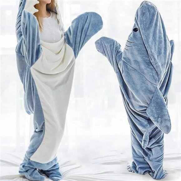 Shark Blanket Hoodie Wearable Sleeping Bag Costume for Kids or Adults Fleece - Picture 4 of 7